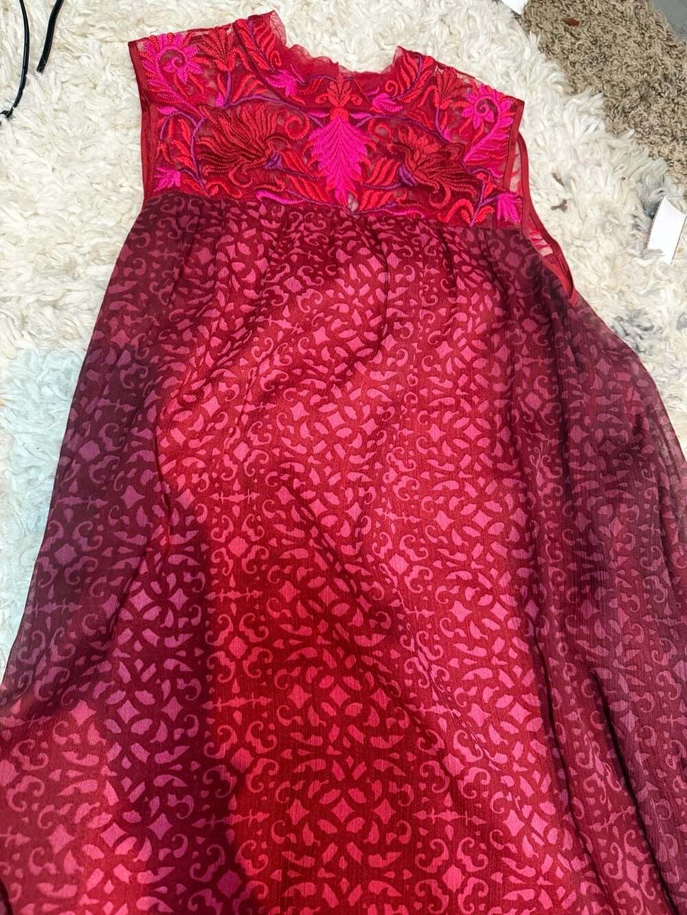 Niki Mahajan For Anthropologie Amara Embroidered Ombre Swing Dress